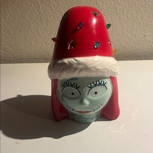 Red and White Ceramic Figurine with lights, Great christmas decor